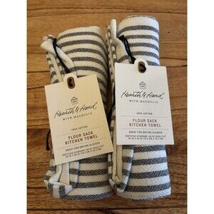 Kitchen Flour Sack Dish Towel Mini Stripe Charcoal Gray 2 Pack Hearth & Hand